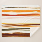 ジオメトストライプリイラストレーション、オレンジ色の水彩 シェルパブランケット (正面(横))