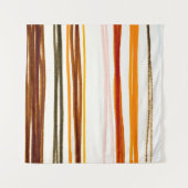 ジオメトストライプリイラストレーション、オレンジ色の水彩 タペストリー (正面(横))