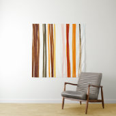 ジオメトストライプリイラストレーション、オレンジ色の水彩 タペストリー (インサイチュ(横))
