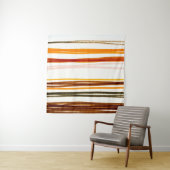 ジオメトストライプリイラストレーション、オレンジ色の水彩 タペストリー (インサイチュ)