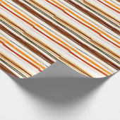 ジオメトストライプリイラストレーション、オレンジ色の水彩 ラッピングペーパー (角)