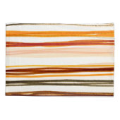 ジオメトストライプリイラストレーション、オレンジ色の水彩 枕カバー (裏面)