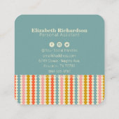 ジオメトストライプリレトロカラフル名 スクエア名刺 (裏面)