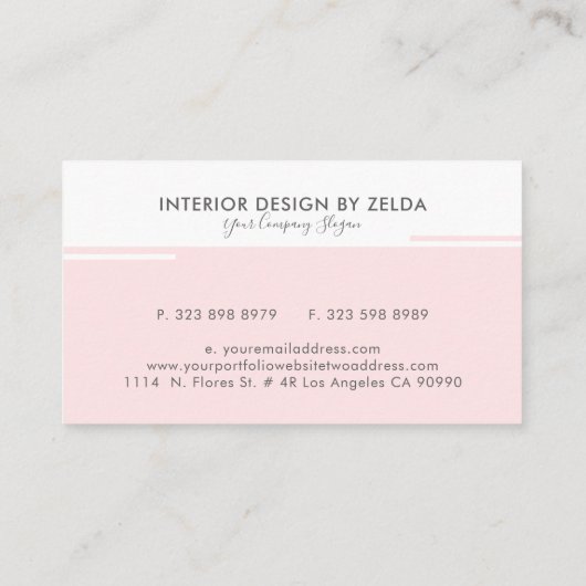 ジオメトミニマルリピンクと白の線とシェイプ 名刺 (裏面)