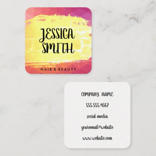 ジオメトモダンリにブラッ芸術的シュ スクエア名刺 (正面/裏面)