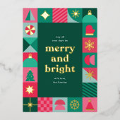 ジオメトモダンリアイコンクリスマスグリーティング 箔シーズンカード (正面)