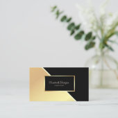 ジオメトモダンリエレガント、金ゴールド、フレーム 名刺 (スタンド正面)