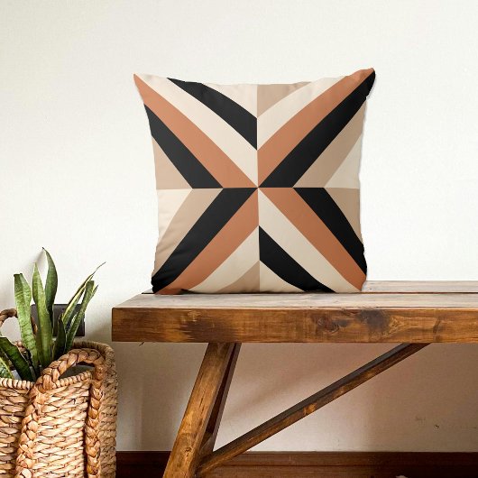 ジオメトモダンリカラーブロック茶色 クッション