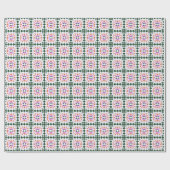 ジオメトモダンリキルトブロックパターン緑（紫） ラッピングペーパー (フラット)