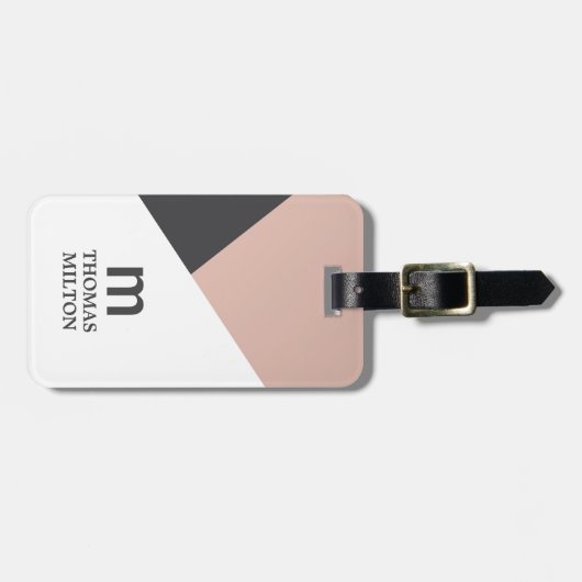 ジオメトモダンリグレー白フェイク金ゴールド ラゲッジタグ (正面横)