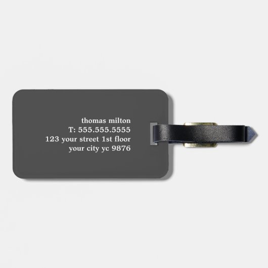 ジオメトモダンリグレー白フェイク金ゴールド ラゲッジタグ (裏面横)