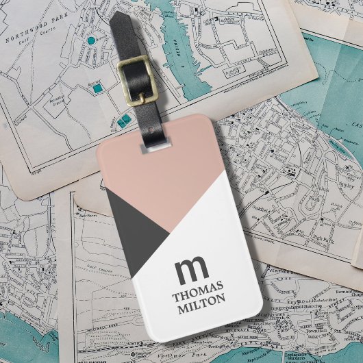 ジオメトモダンリグレー白フェイク金ゴールド ラゲッジタグ