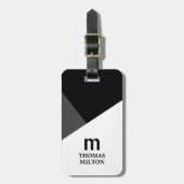 ジオメトモダンリグレー白ブラック ラゲッジタグ (正面縦)