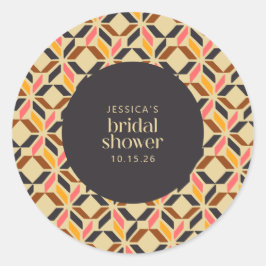 ジオメトモダンリシェイプ黒い黄色のブライダルシャワー ラウンドシール