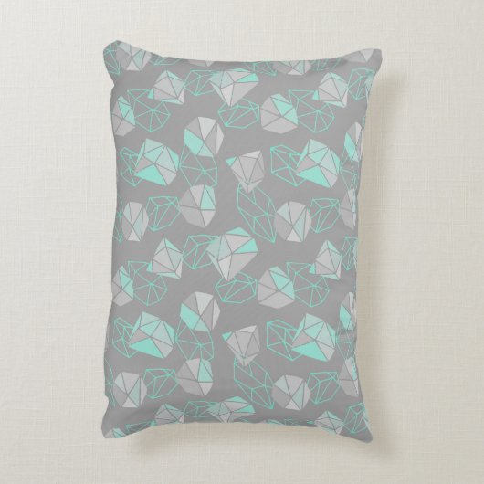 ジオメトモダンリジェムパターングレーとアクア アクセントクッション (裏面(縦))