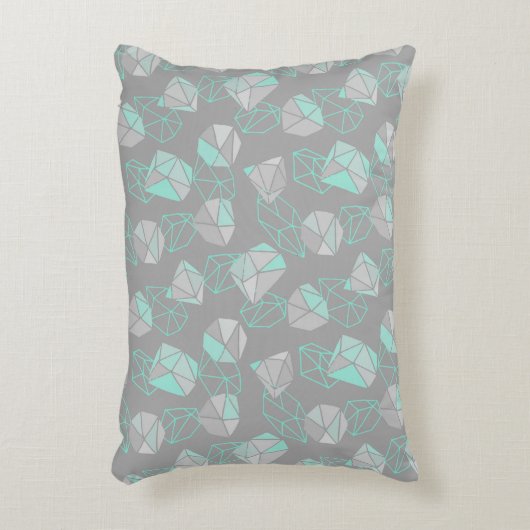 ジオメトモダンリジェムパターングレーとアクア アクセントクッション (正面(垂直))