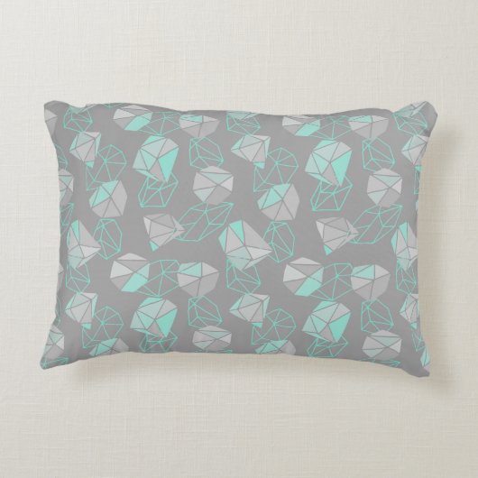 ジオメトモダンリジェムパターングレーとアクア アクセントクッション (裏面)