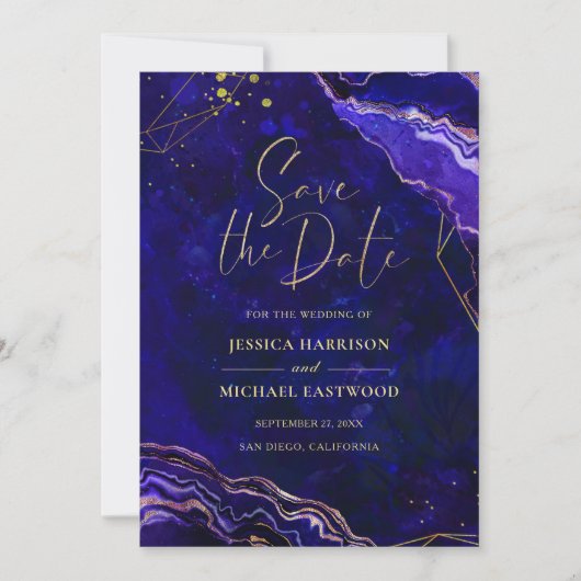 ジオメトモダンリジオードブルーパープルバラ金ゴールドゲート セーブザデート (正面)