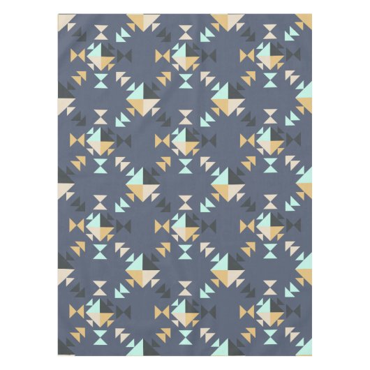 ジオメトモダンリスタイリッシュパターン消色された青ベージュ テーブルクロス (正面)