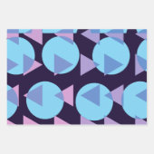 ジオメトモダンリスタイリッシュパープルおよびブルーのシェイプ ラッピングペーパーシート (正面)