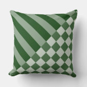 ジオメトモダンリストライプ市松模様に&フォレストグリーン クッション (正面)