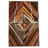 ジオメトモダンリダイヤモンドウッドの背景パターン ミディアムペーパーバッグ (正面)