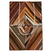 ジオメトモダンリダイヤモンドウッドの背景パターン ミディアムペーパーバッグ (裏面)