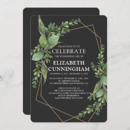 ジオメトモダンリックウォーターカラーの観葉記念 招待状