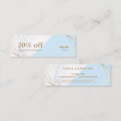 ジオメトモダンリック金ゴールド大理石パステルブルークーポン スキニー名刺 (正面/裏面)