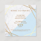 ジオメトモダンリック金ゴールド大理石パステルブルークーポン スクエア名刺 (裏面)