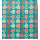 ジオメトモダンリパターンミントグリーンオレンジ シャワーカーテン (正面)