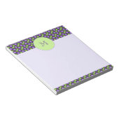 ジオメトモダンリパターン、緑と紫の濃淡 ノートパッド (アングル)