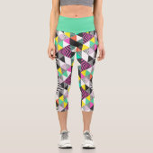 ジオメトモダンリパッチワーク抽象芸術三角形 カプリレギンス (正面)