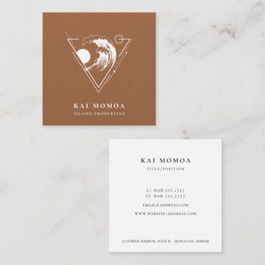 ジオメトモダンリビーチ波ロゴ スクエア名刺 (正面/裏面)