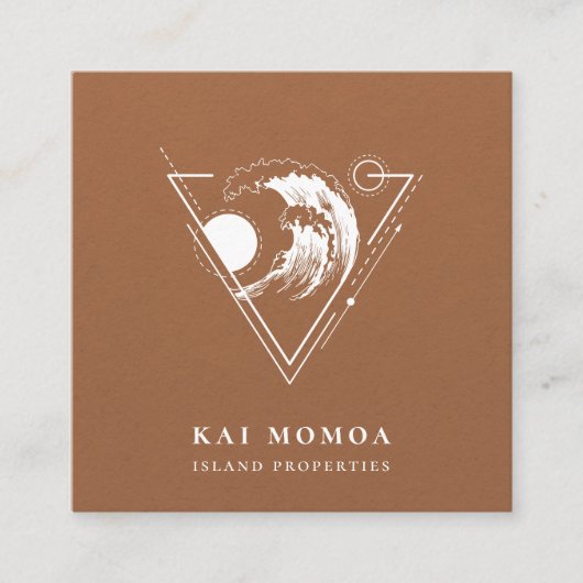 ジオメトモダンリビーチ波ロゴ スクエア名刺 (正面)