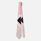 ジオメトモダンリピンク金ゴールド線デザイン ネクタイ (正面)