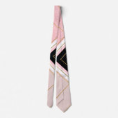 ジオメトモダンリピンク金ゴールド線デザイン ネクタイ (裏面)