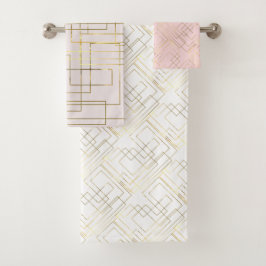 ジオメトモダンリフェイク金ゴールド線 バスタオルセット