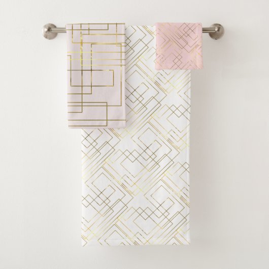 ジオメトモダンリフェイク金ゴールド線 バスタオルセット (インサイチュ)