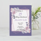 ジオメトモダンリフレームパープルフローラ誕生日 招待状 (スタンド正面)