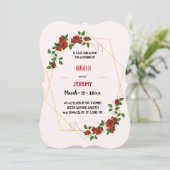 ジオメトモダンリフレーム自然赤フローラ結婚ズ 招待状 (スタンド正面)