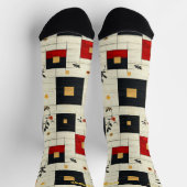 ジオメトモダンリフローラ-カスタムベージュと赤 ソックス (上部)