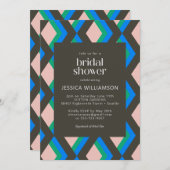 ジオメトモダンリブラウンブルーグリーンブライダルシャワー 招待状 (正面/裏面)