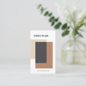 ジオメトモダンリブラウンホワイトグレーInteriorDesigner 名刺 (スタンド正面)