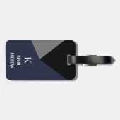 ジオメトモダンリブラックグレーネイビーブルー ラゲッジタグ (裏面横)