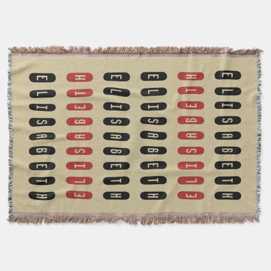 ジオメトモダンリブラック赤名前をカスタムする スローブランケット (正面)