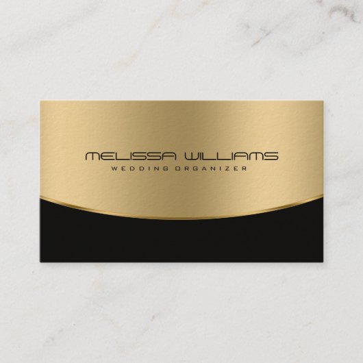 ジオメトモダンリブラック&シャイニー金ゴールドデザイン 名刺 (正面)
