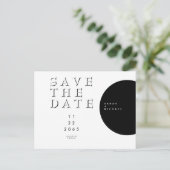ジオメトモダンリブラック&ホワイト日付の保存 案内ポストカード (スタンド正面)