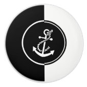 ジオメトモダンリブラック&ホワイト航海のいかり セラミックノブ (正面)