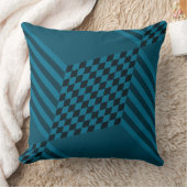ジオメトモダンリブルーストライプダイヤモンド市松模様にの クッション (ブランケット)